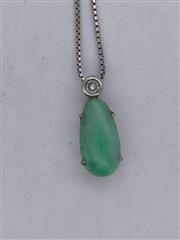 Synthetic Jade Stone Necklace 925 Silver 3.14g